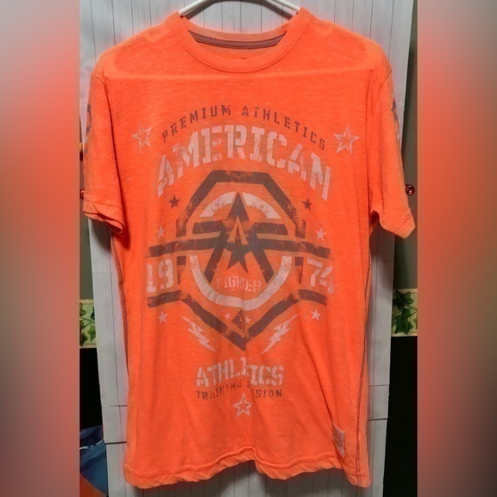 📚American Fighter Affliction polyester blend blaze orange T-shirt